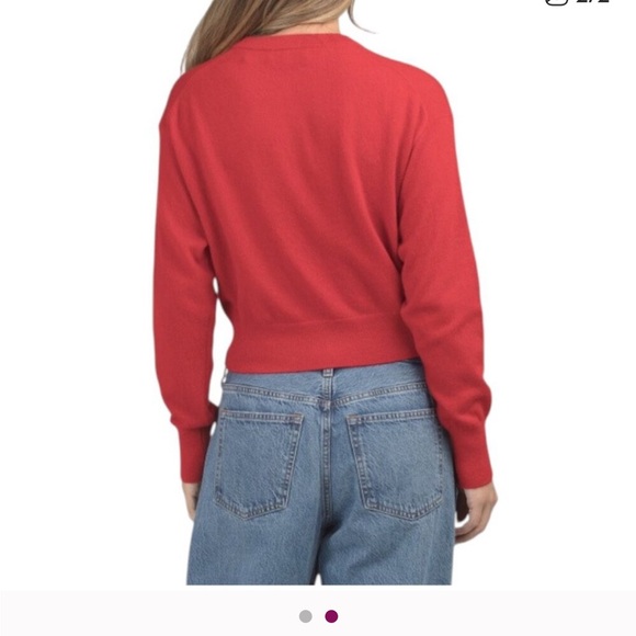 White + Warren Red Cashmere cardigan rhinestone buttons - Picture 7 of 7